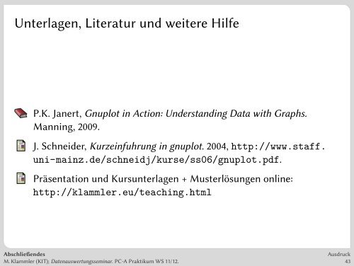 Erfassung, Auswertung und Präsentation von Messergebnissen