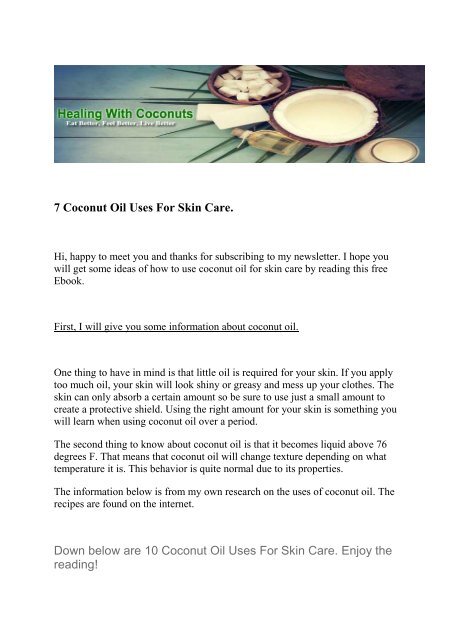 7 Coconut Oil Uses For Skin Care Free Ebook Kopi