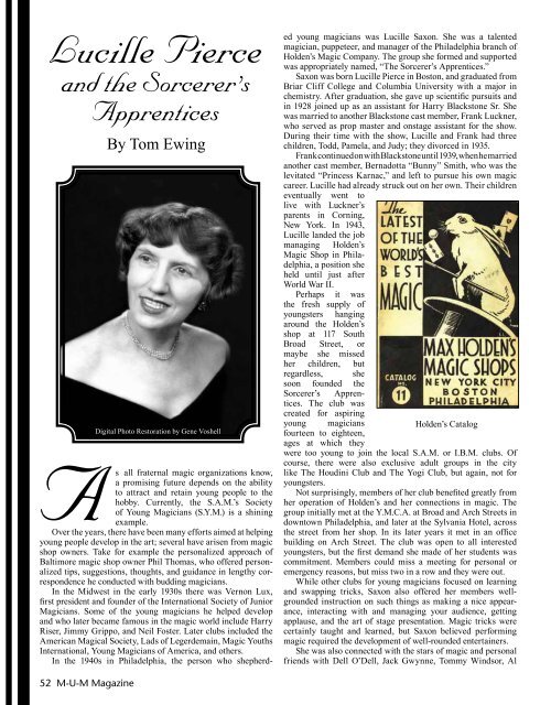 (Hank) Moorehouse 1934 – 2011 - The Society of American Magicians