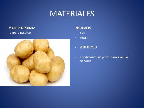 PROCESO DE ELABORACION DE PAPAS FRITAS M YL