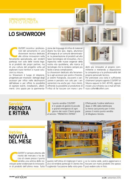 COLFERTwindow 24 - SETTEMBRE 2016