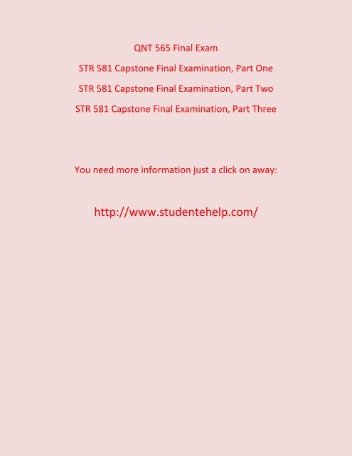 Student E Help | BUS 475 Capstone Final Examination Part 2 Questions & answers