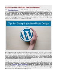 Important Tips For WordPress Website Development