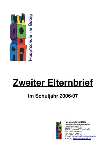 Zweiter Elternbrief - Hauptschule im Böbig, Neustadt ad Weinstraße