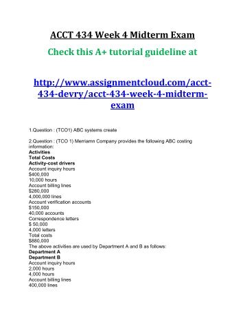 ACCT 434 Week 4 Midterm Exam