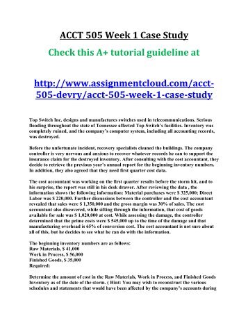 ACCT 505 Week 1 Case Study