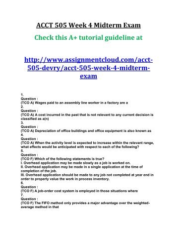 ACCT 505 Week 4 Midterm Exam