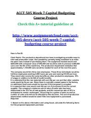 ACCT 505 Week 7 Capital Budgeting Course Project