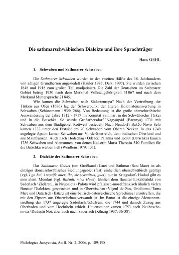 Die sathmarschwäbischen Dialekte und ihre Sprachträger