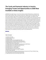 The Cards and Payments Industry in Austria Emerging Trends and Opportunities to 2020 Now Available at iData Insights