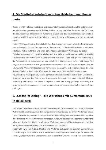 2. „Städte im Dialog“ – die Workshops mit ... - Stadt Heidelberg