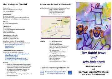 Ein Bibelseminar mit Dr. Yuval Lapide/Weinheim -  Klosterkammer ...