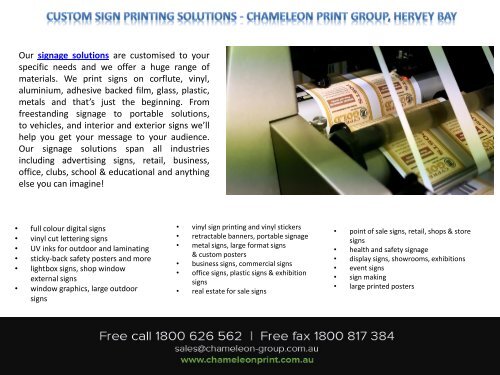 Custom Sign Printing Solutions - Chameleon Print Group, Hervey Bay