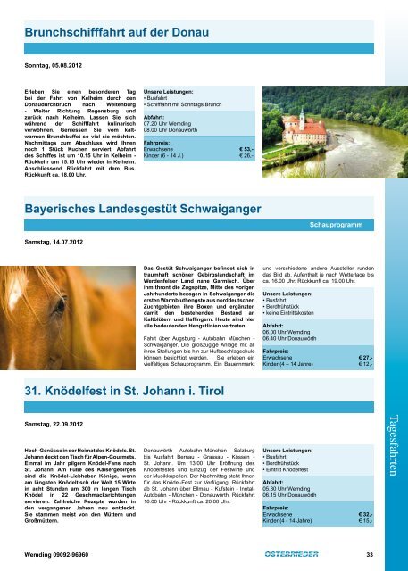 Tagesfahrtenkatalog 2012 - Osterrieder Reisen