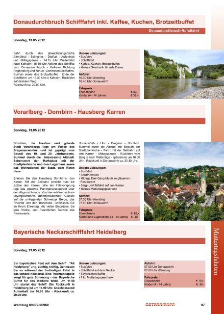 Tagesfahrtenkatalog 2012 - Osterrieder Reisen