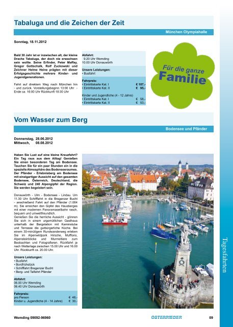 Tagesfahrtenkatalog 2012 - Osterrieder Reisen