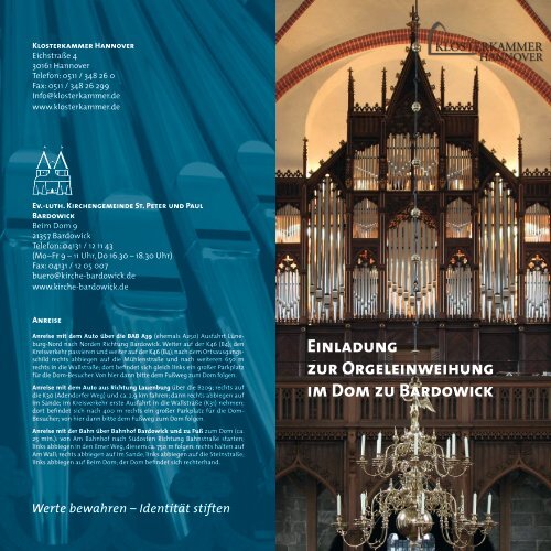 Einladung zur Orgeleinweihung im  Dom zu Bardowick