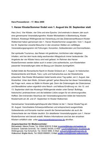 Harz-Pressedienst - Klosterkammer Hannover