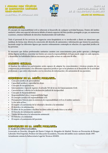 CURSO DE RESPONSABILIDAD CIVIL EN EL TRANSPORTE SANITARIO