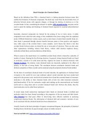 Basic Principles for Chemical Bonds