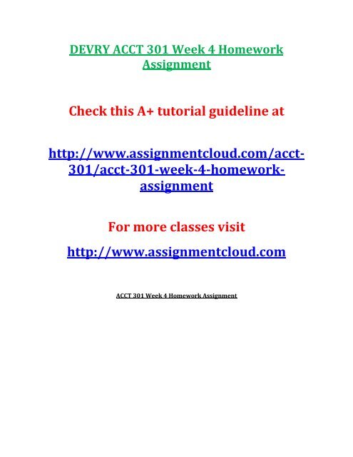 DEVRY ACCT 301 Week 4 Homework Assignment