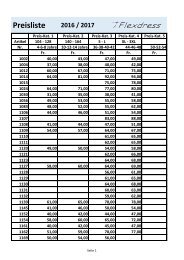 Preisliste Agiva Flexdress 2016-2017