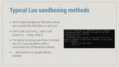 ESCAPING THE LUA 5.2 SANDBOX WITH UNTRUSTED BYTECODE