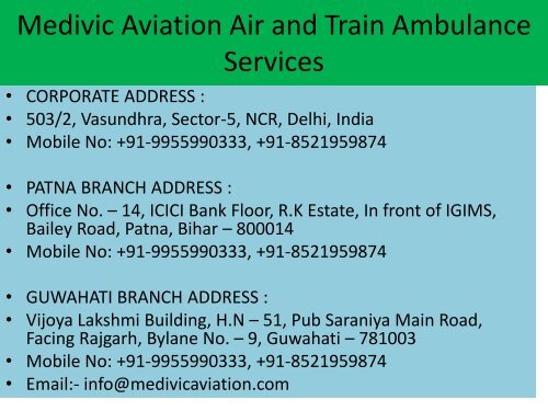 Now Medivic Aviation Air and Train Ambulance Services in Varanasi and Lucknow (2)