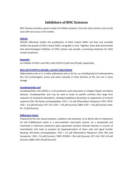 Inhibitors of BOC Sciences