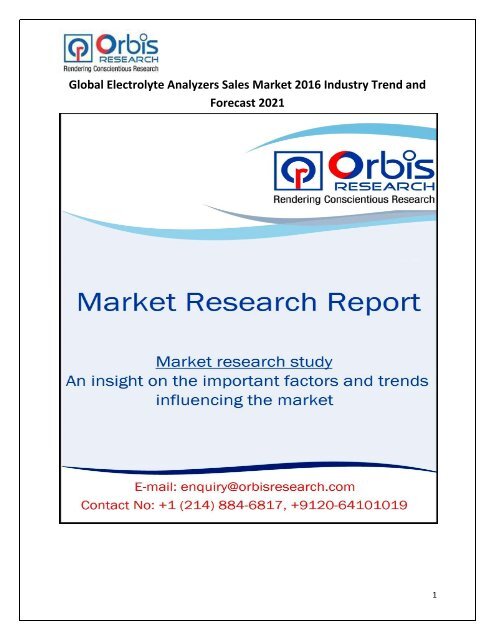 2016 Global Electrolyte Analyzers Sales Production, Supply, Sales and Demand Market Research Report