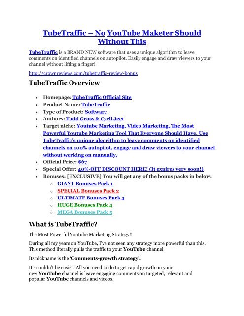 TubeTraffic review in detail and (FREE) $21400 bonus