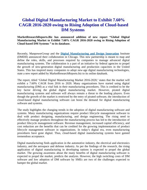 Pasar Manufaktur Digital: Transformasi Industri Melalui Teknologi