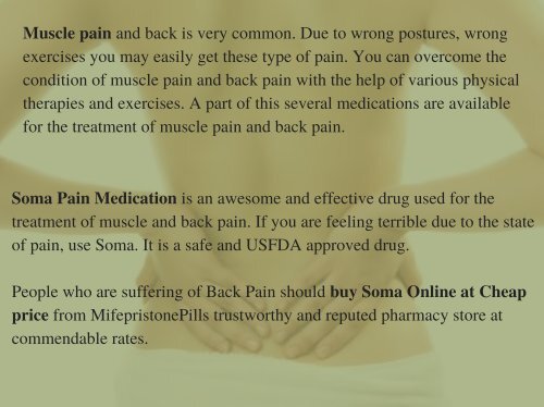 Carisoprodol Soma Medication Available for Back Pain