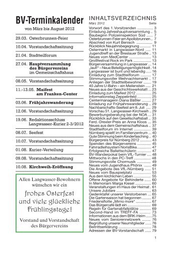 BV-Terminkalender - Bürgerverein, Nürnberg, Langwasser