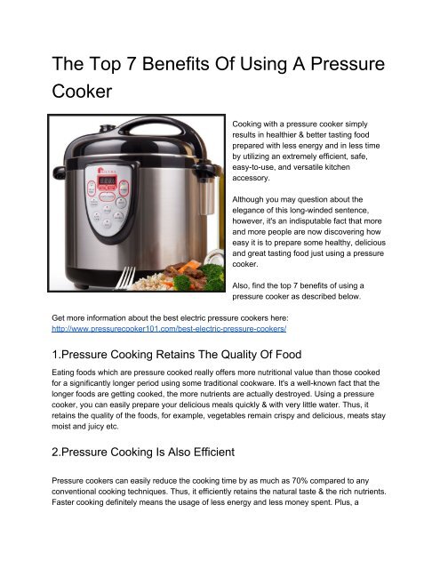 8 Advantages (and 5 Disadvantages) of Pressure Cooking - Delishably