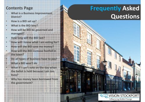 Stockport BID Proposal FAQs Feb 2016