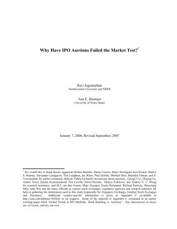 Why Have IPO Auctions Failed the Market Test? - Northwestern ...