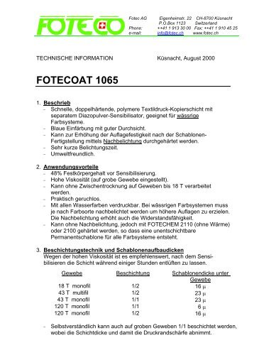 FOTECOAT 1065 - KIT Siebdruck