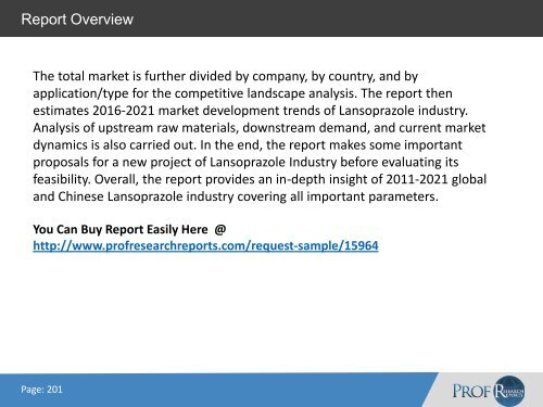 Lansoprazole Industry, 2011-2021 Market Research