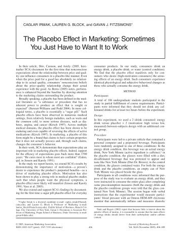 The Placebo Effect in Marketing - Zicklin School of Business