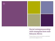 Social entrepreneurship with examples from sub- Saharan Africa