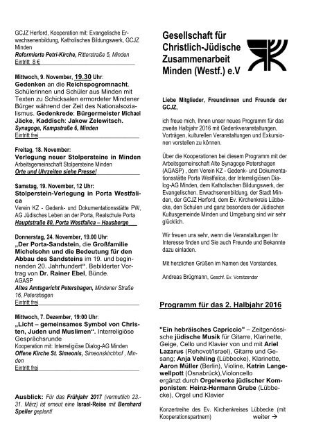 Programm 2-2016 der GCJZ Minden e.V.