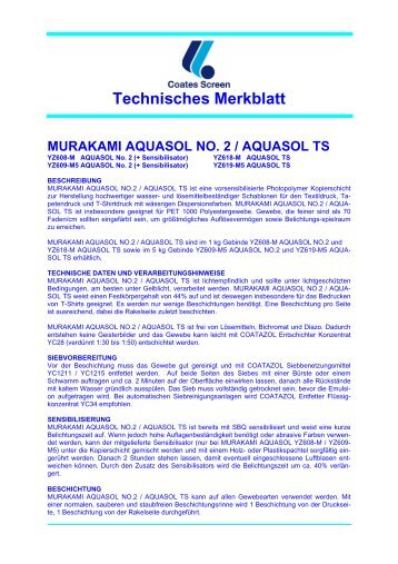 Technisches Merkblatt MURAKAMI AQUASOL NO. 2 ... - KIT Siebdruck