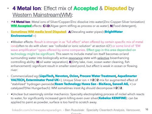 Fire niveauer af Miljøvenlige, Lavpris, Mindre Kendte Vand Teknologi til Fremtiden : Four Types of Forgotten Water Related Low Cost Clean Tech for Commercial & Industrial Applications