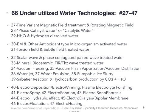 Fire niveauer af Miljøvenlige, Lavpris, Mindre Kendte Vand Teknologi til Fremtiden : Four Types of Forgotten Water Related Low Cost Clean Tech for Commercial & Industrial Applications