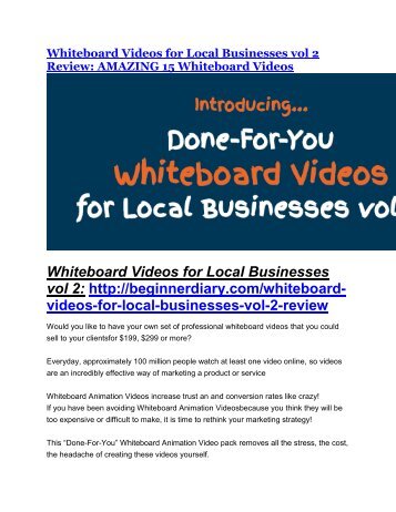 Whiteboard Videos for Local Businesses vol. 2 Review-(GIANT) bonus & discount