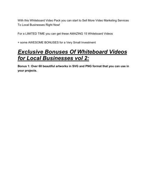 Whiteboard Videos for Local Businesses vol. 2 Review-(GIANT) bonus & discount