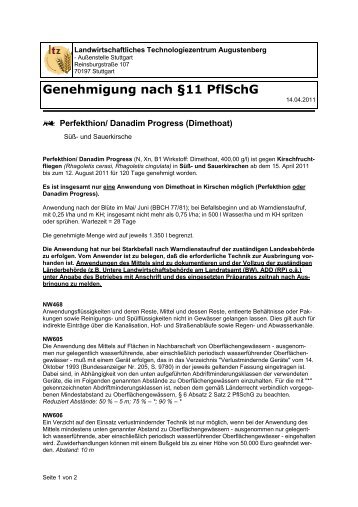 Genehmigung nach §11 für Dimethoat in Kirschen