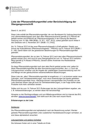 Liste der Pflanzenstärkungsmittel - Bundesamt für ...