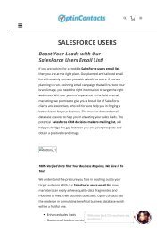 SalesForce users email lists,SalesForce users lists & Mailing lists